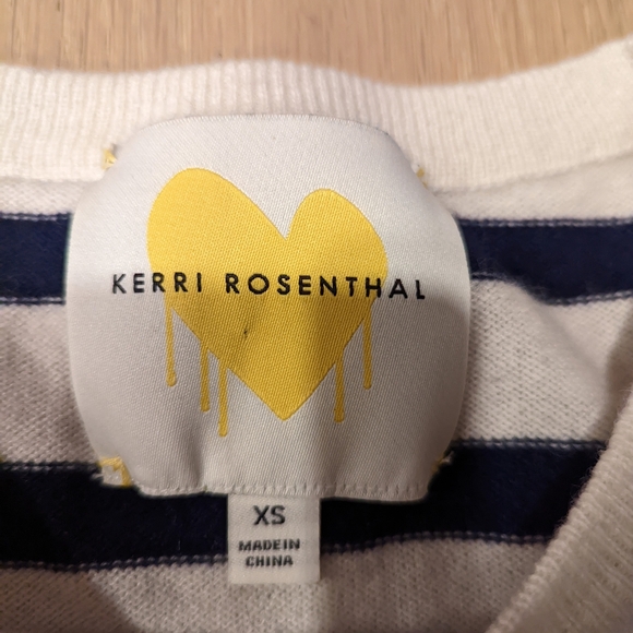 Navy and White Striped Sweater with Red Heart Elbows - Picture 9 of 10